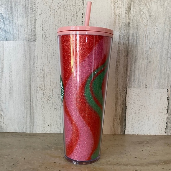 ✨Starbucks Glitter Pink Swirl Cold Cup 24oz NWT - Picture 3 of 6